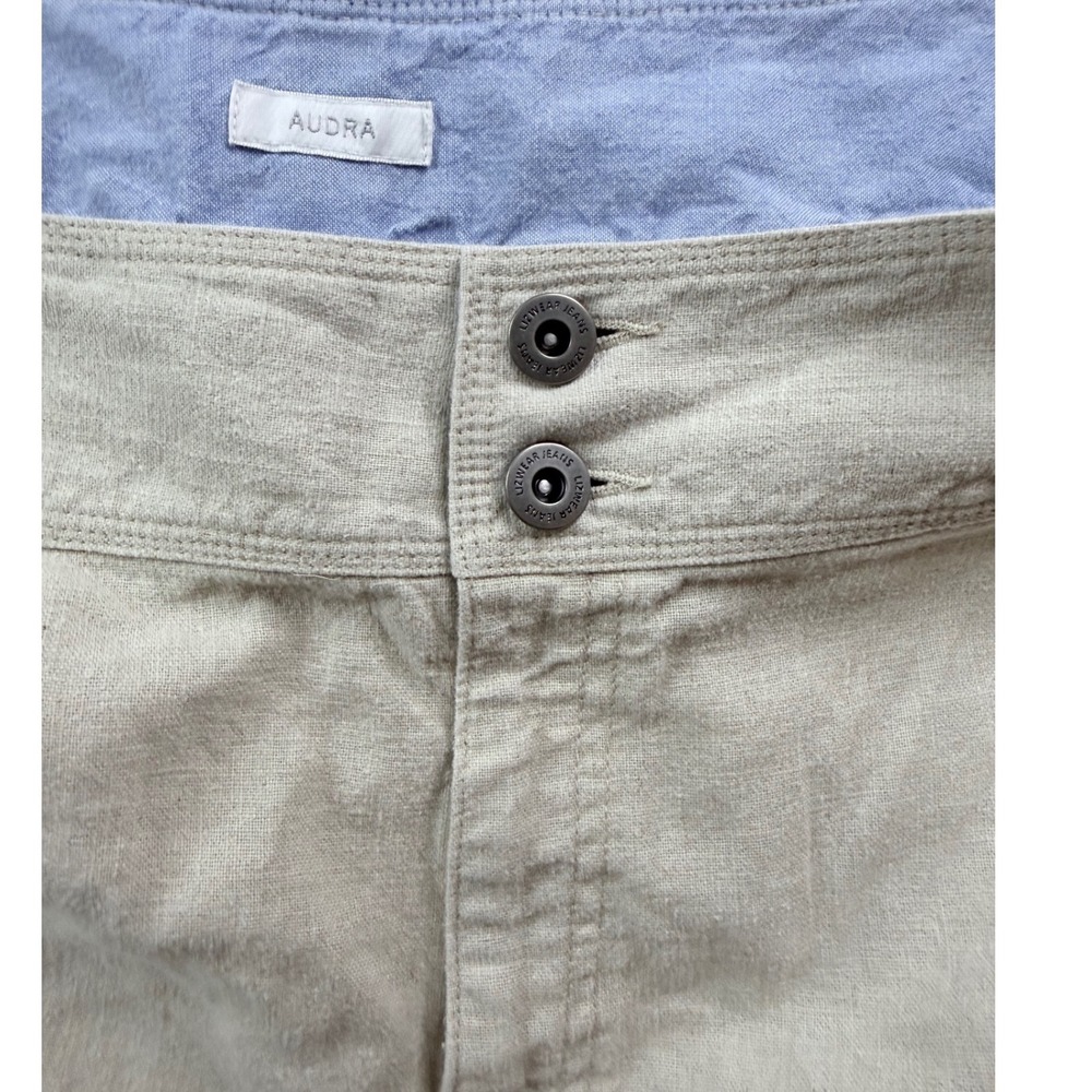 Womens 22P Liz Claiborne Linen Blend Cropped Pants Beige Audra Coastal Boho 22